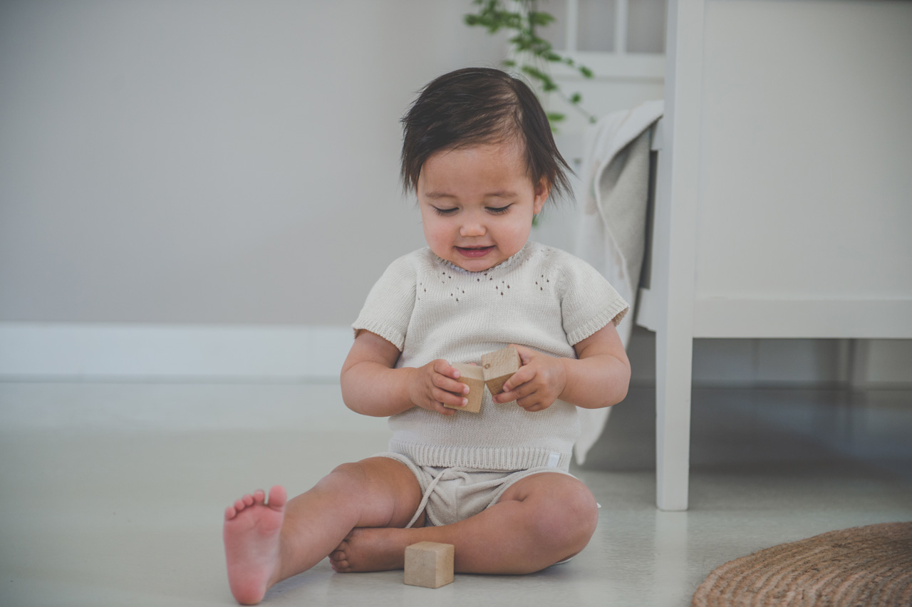 Baby Trui Korte Mouw Ajour Florin warm white