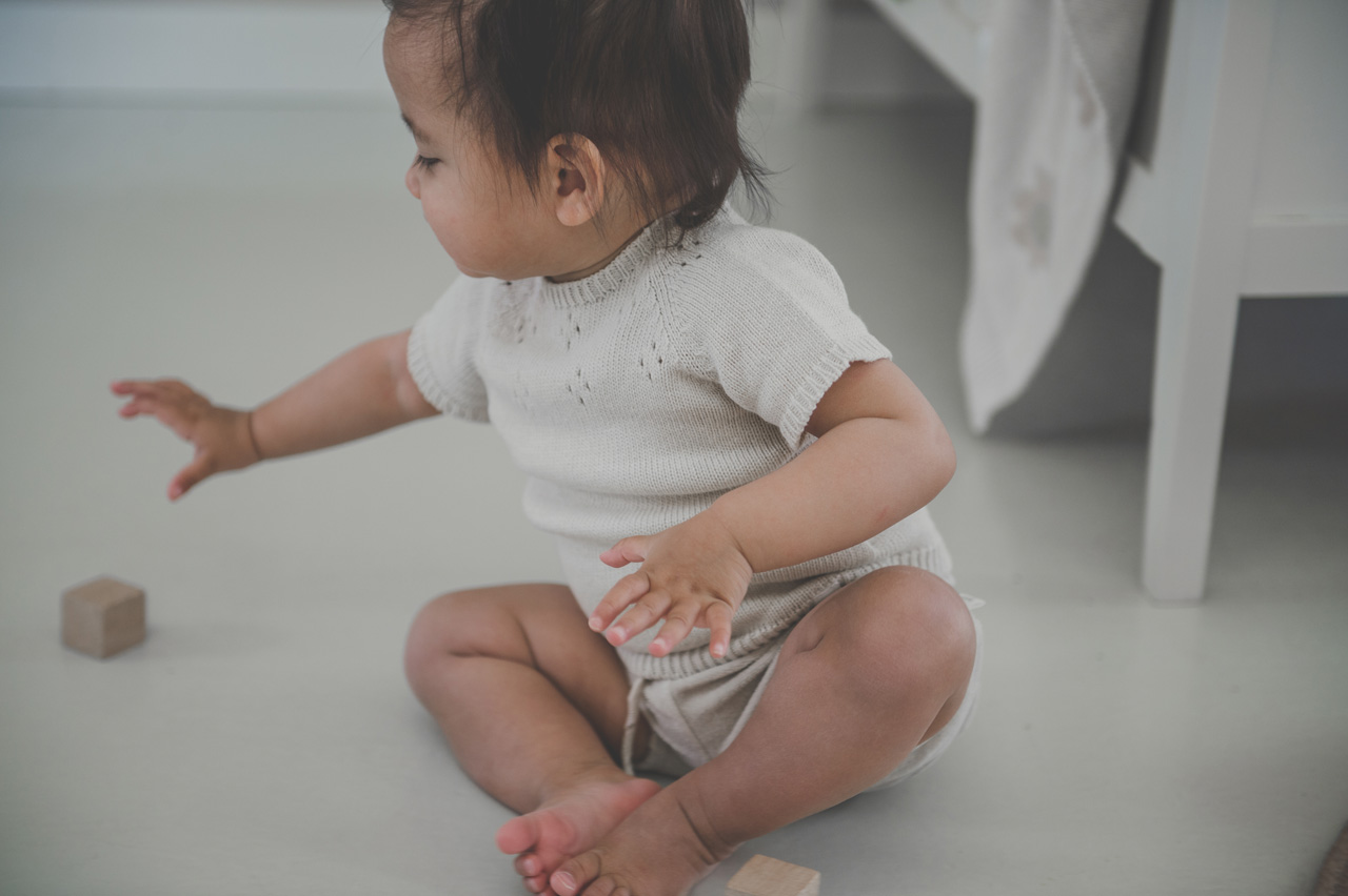 Baby Trui Korte Mouw Ajour Florin warm white