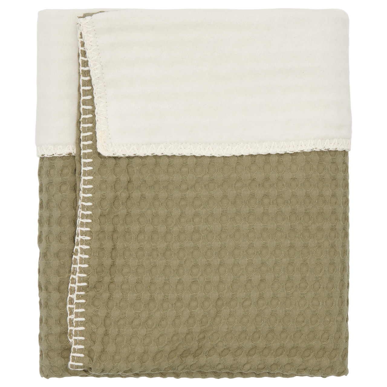 Bassinet blanket cotton fleece Amsterdam moss