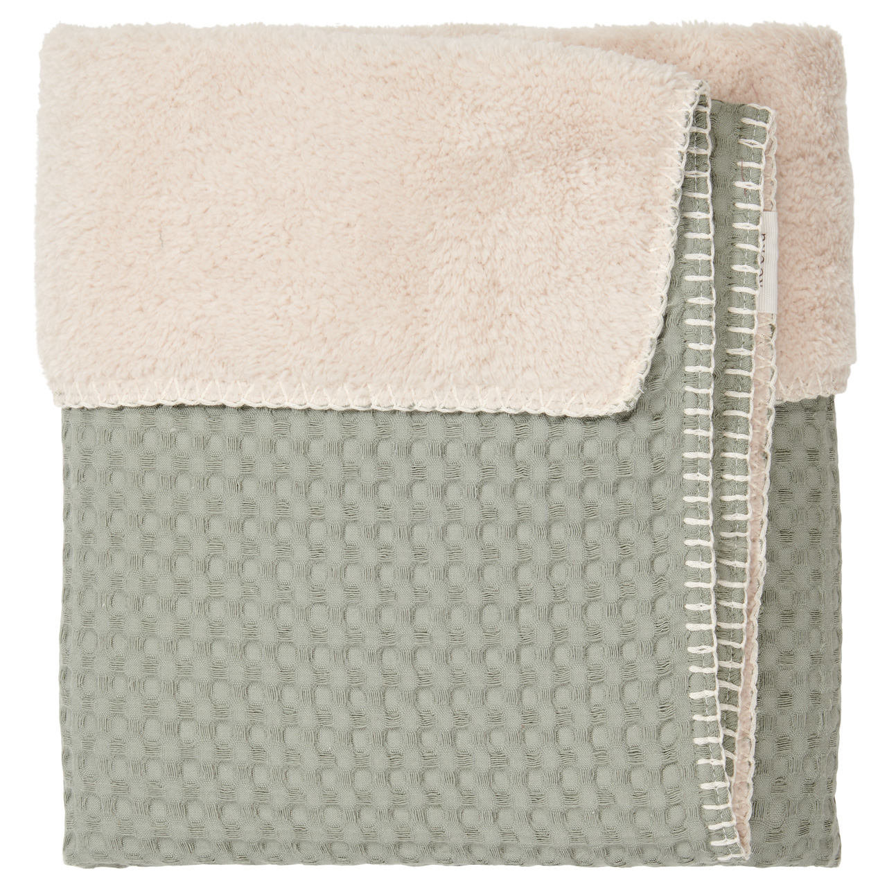 Wiegdeken Wafel/teddy Oslo shadow green/soft sand