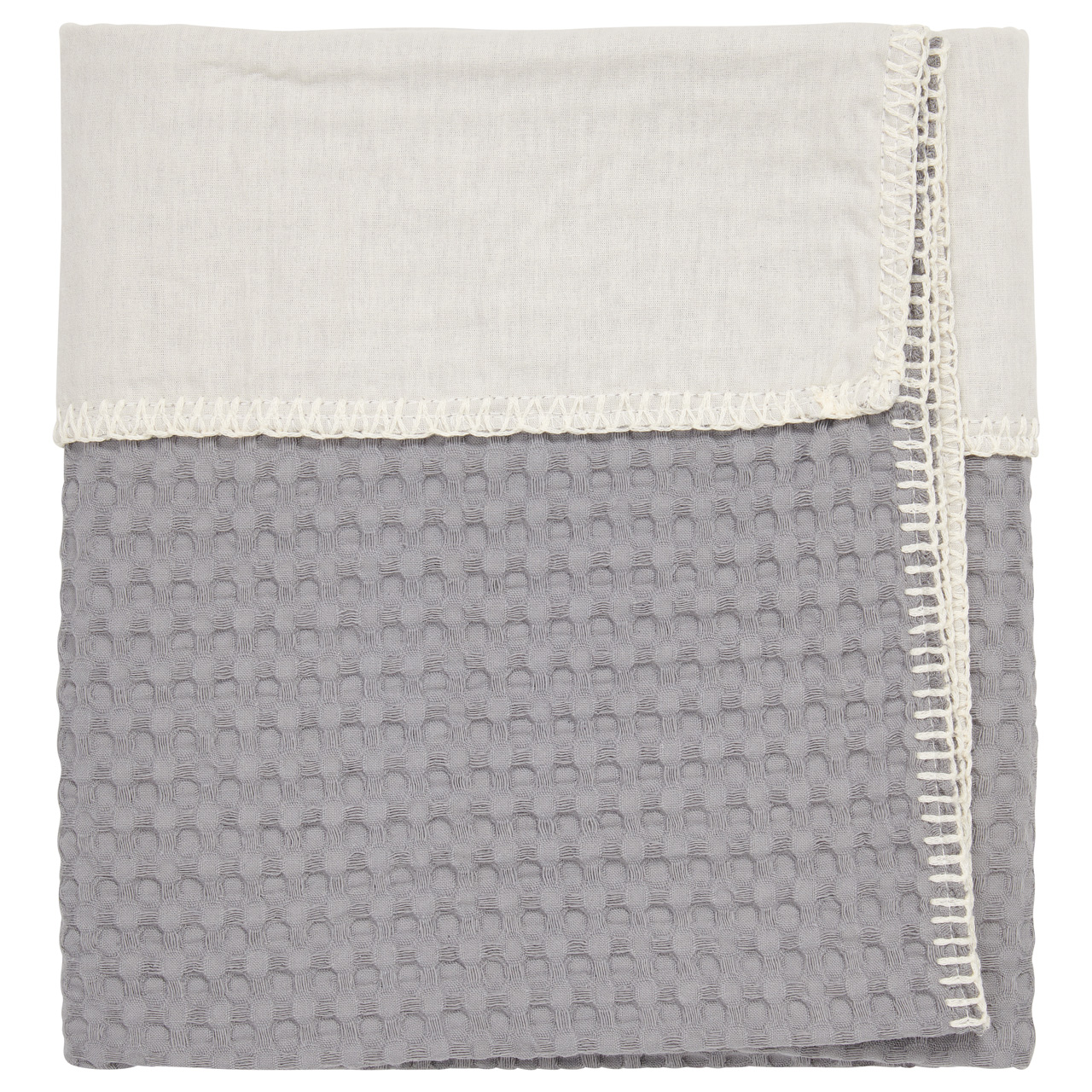 Wiegdeken Wafel/flanel Antwerp steel grey/pebble