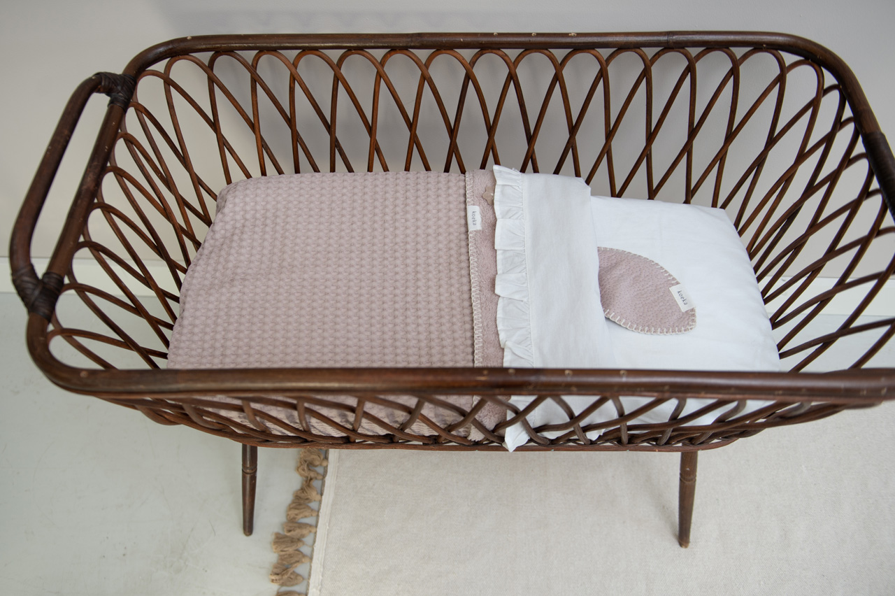 Wiegdeken Wafel/teddy Oslo grey pink/grey pink