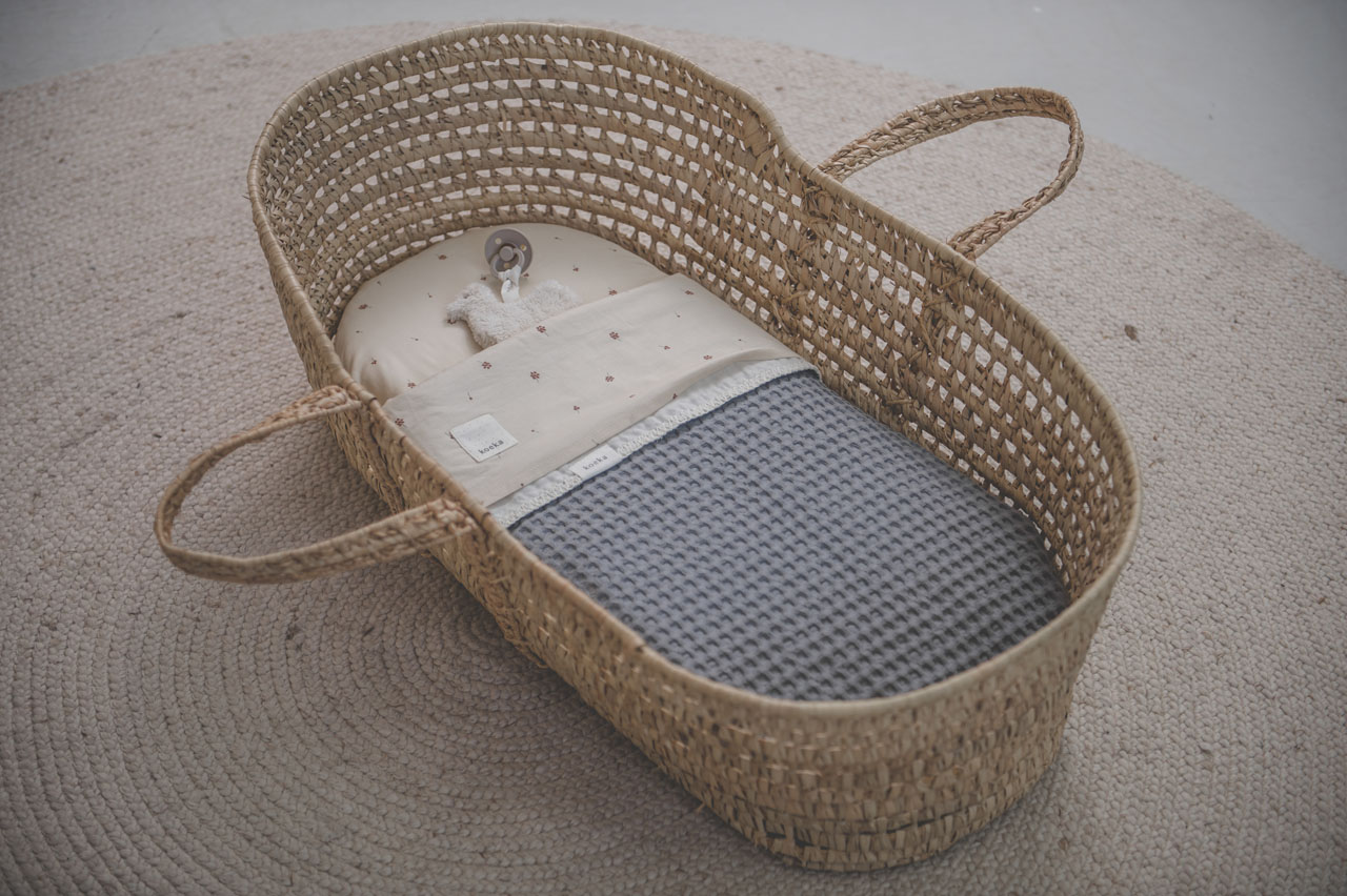 Wiegdeken Wafel/flanel Antwerp steel grey/pebble