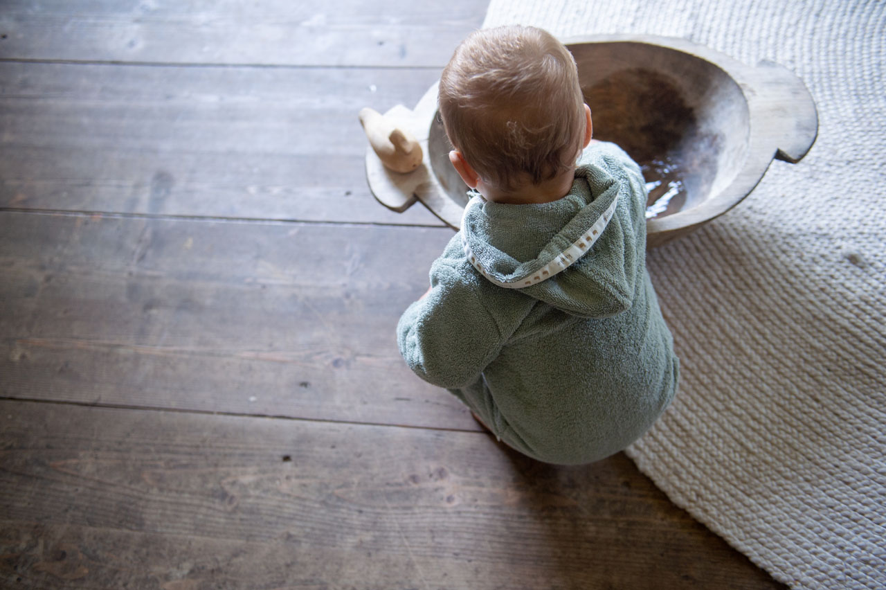Baby bathrobe Dijon Daily shadow green