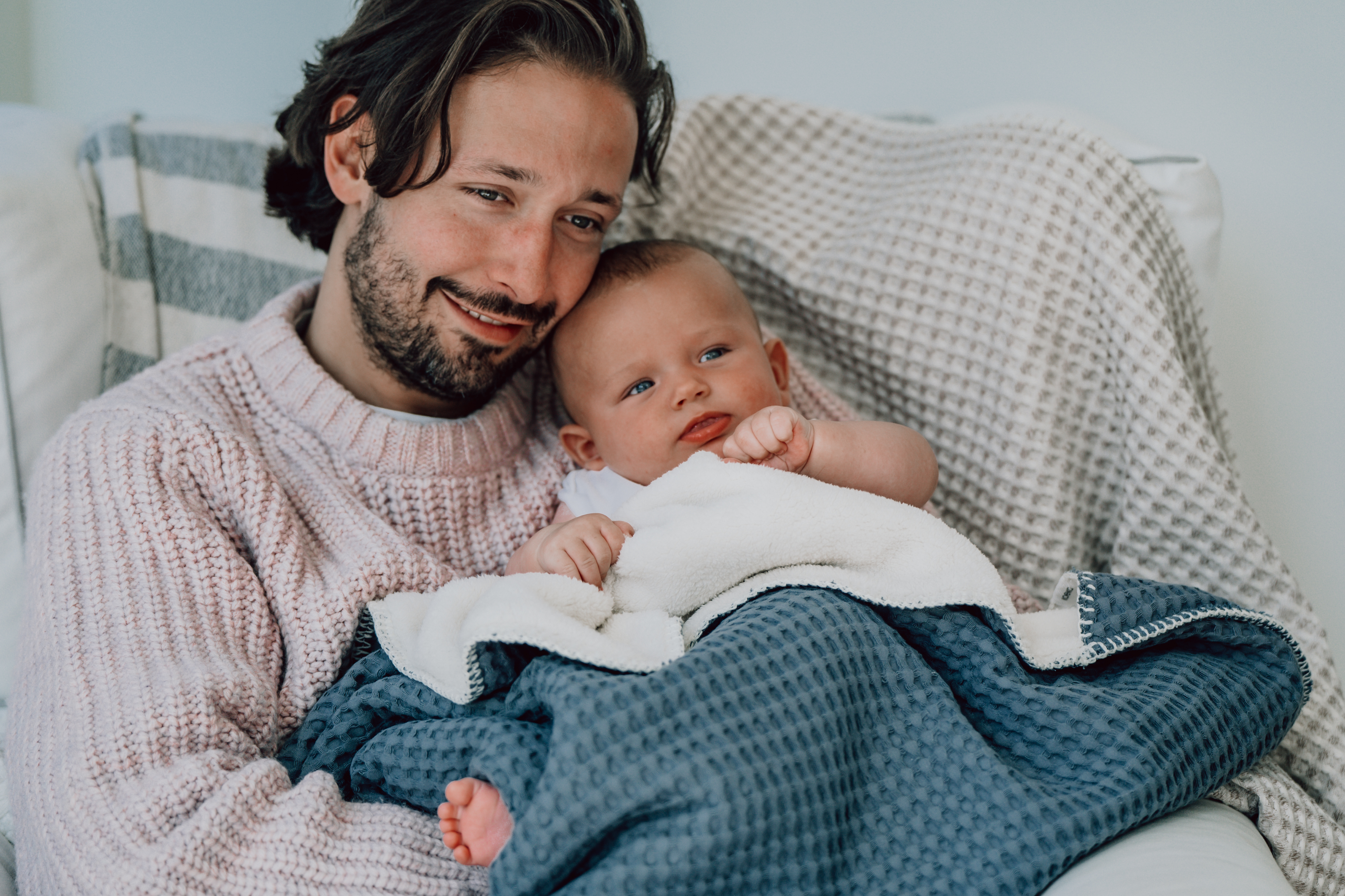 Omslagdoek Wafel/teddy Oslo bluestone