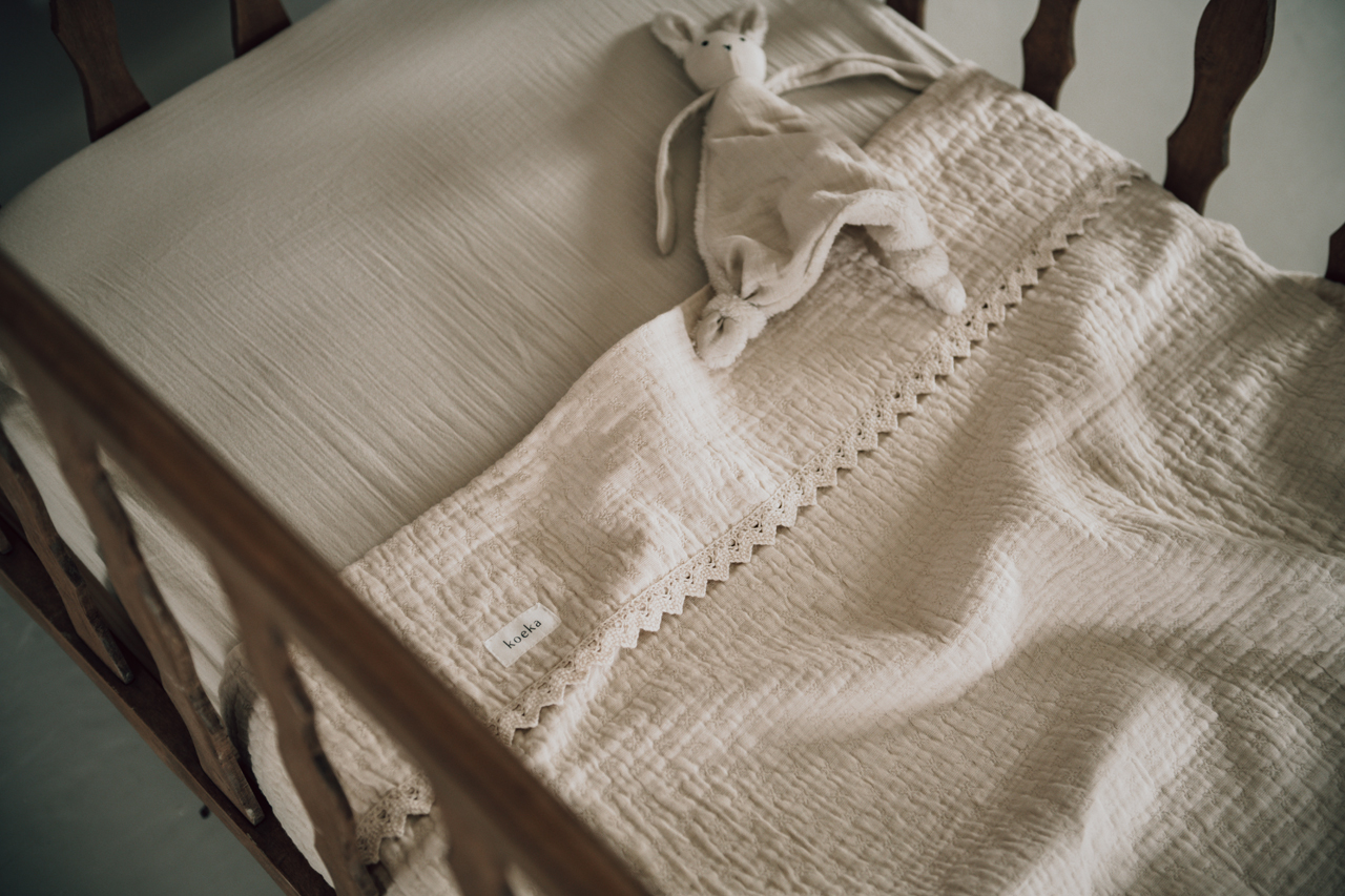 Cot blanket lace Elba natural