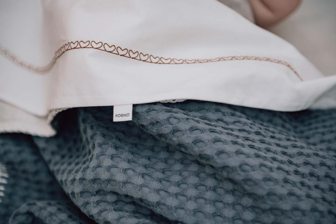 Wiegdeken Cotton Fleece Wafel Amsterdam bluestone