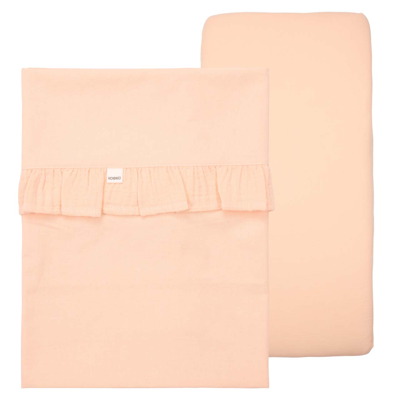 Drap e drap-housse ruffle combi Faro peach