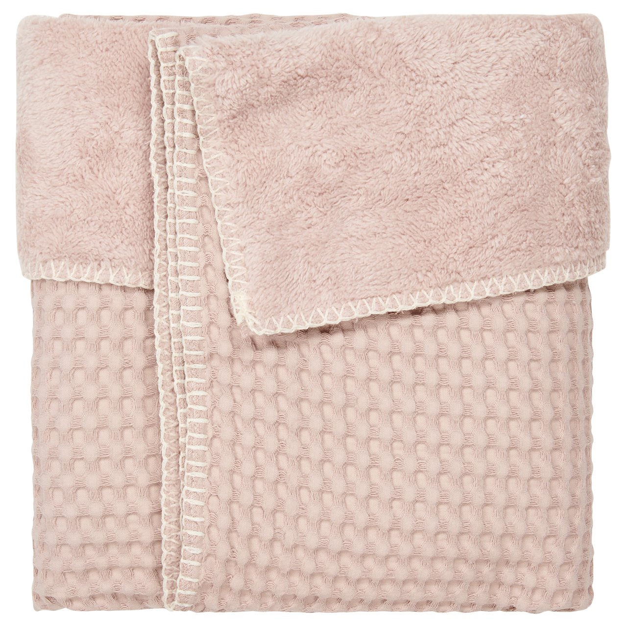 Wiegdeken Wafel/teddy Oslo grey pink/grey pink