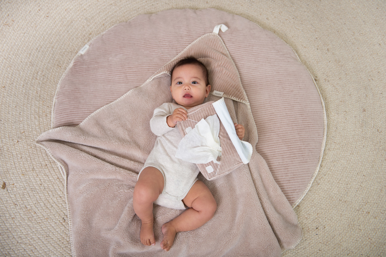 Boxkleed Rond Vik sand/grey pink