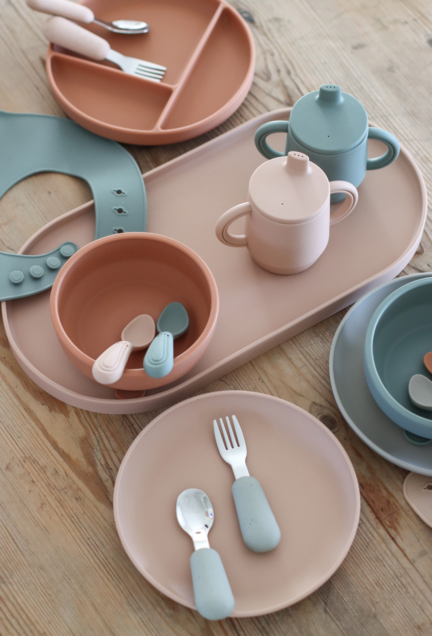 Coutellerie pour tout-petits blue clay speckled