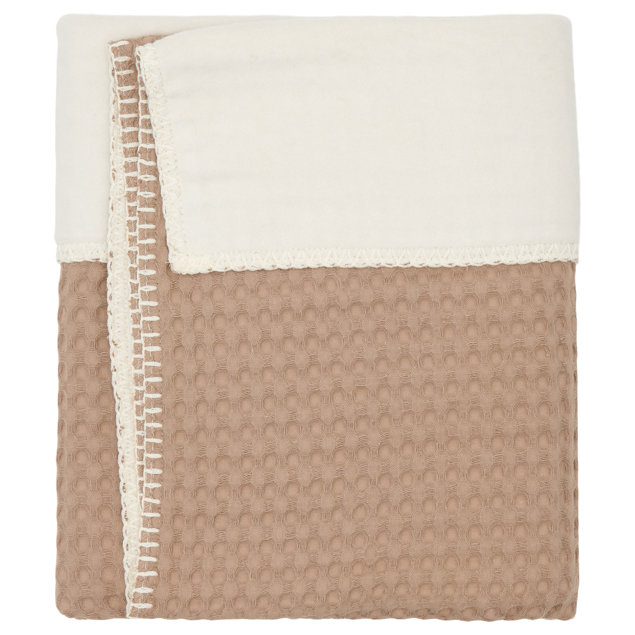 wiegdeken Wafel met cotton fleece voering in de kleur moss kopen