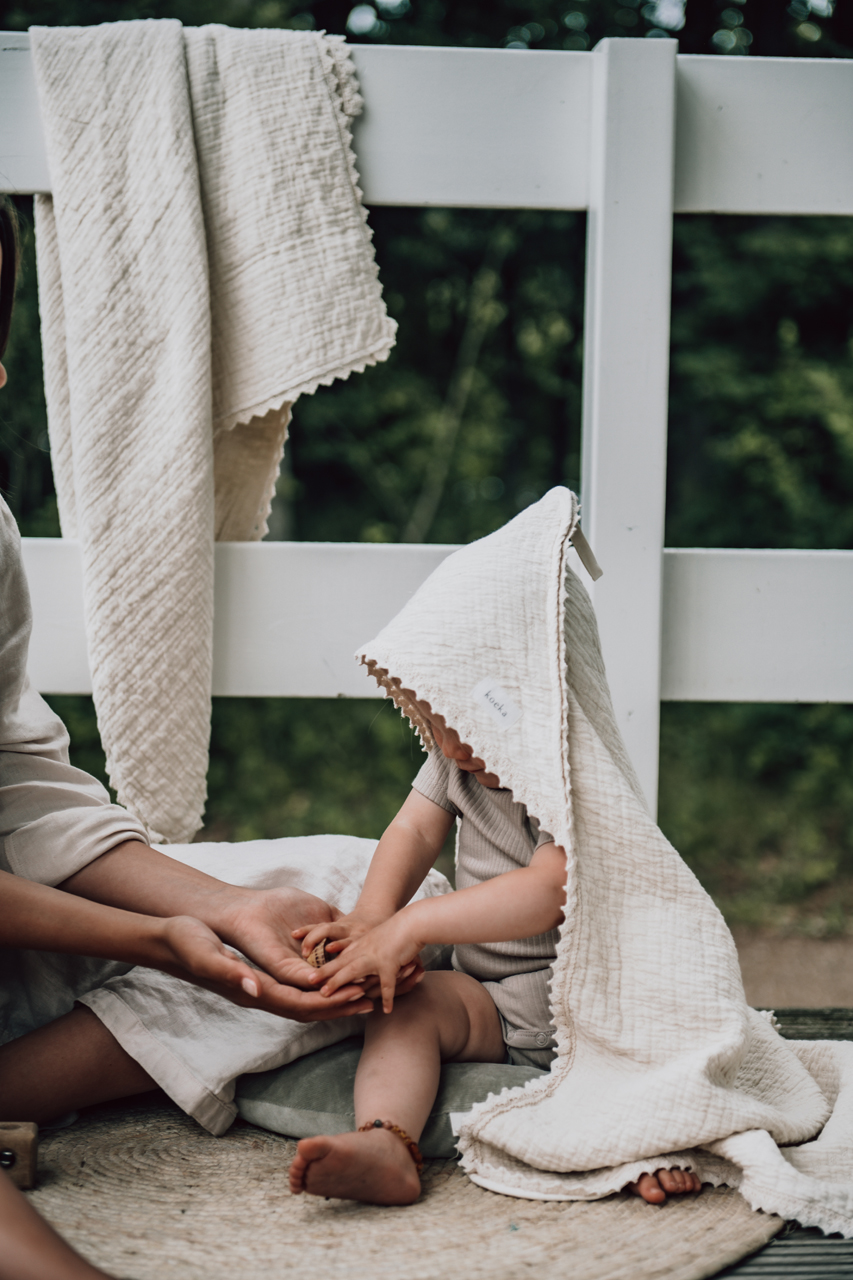 Bassinet blanket lace Elba natural