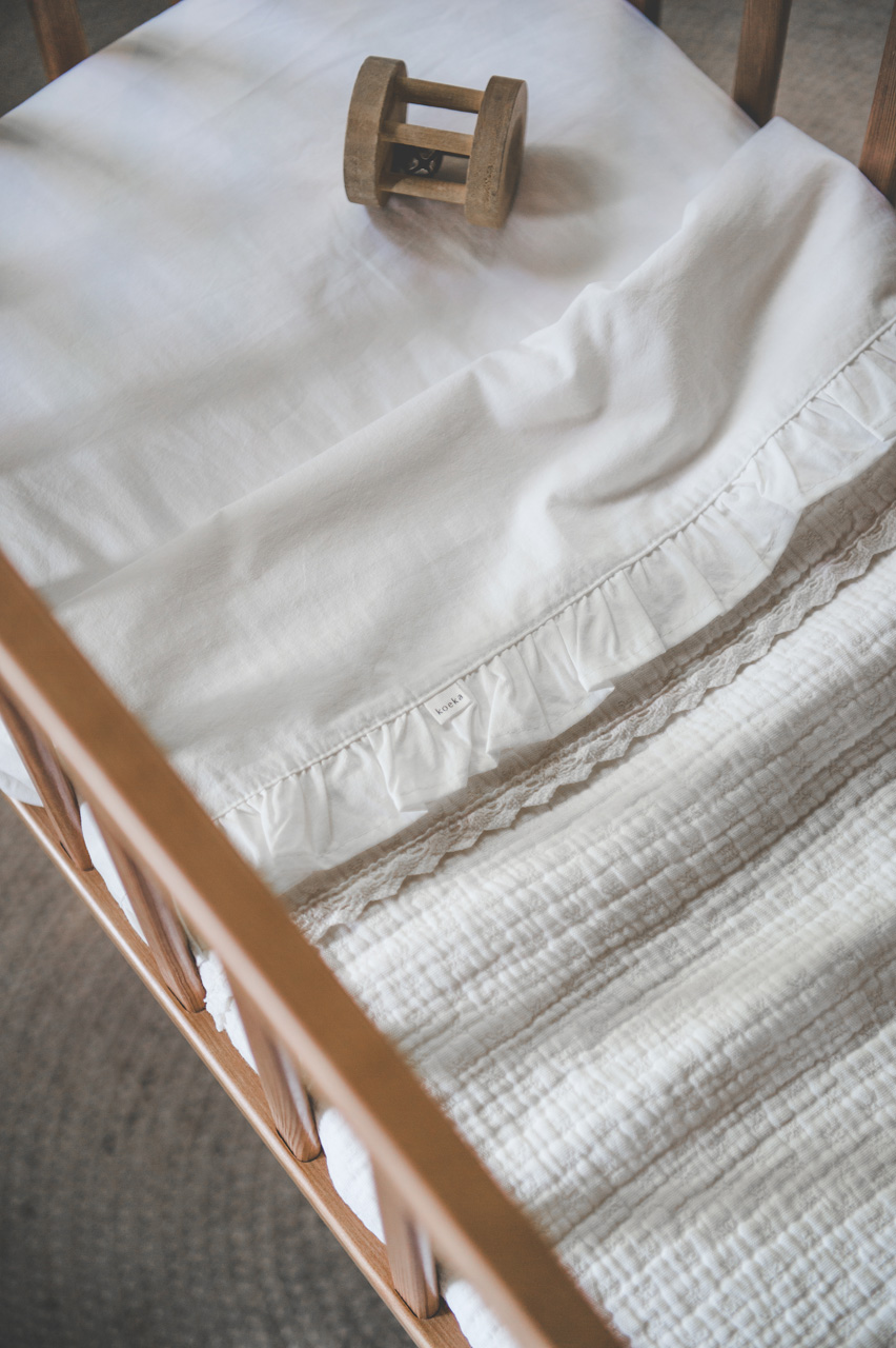 Cot blanket lace Elba milky