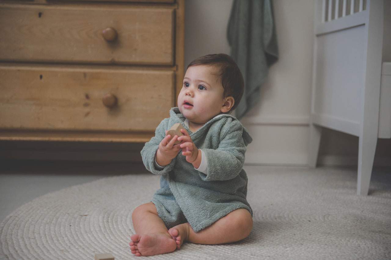 Baby bathrobe Dijon Daily shadow green