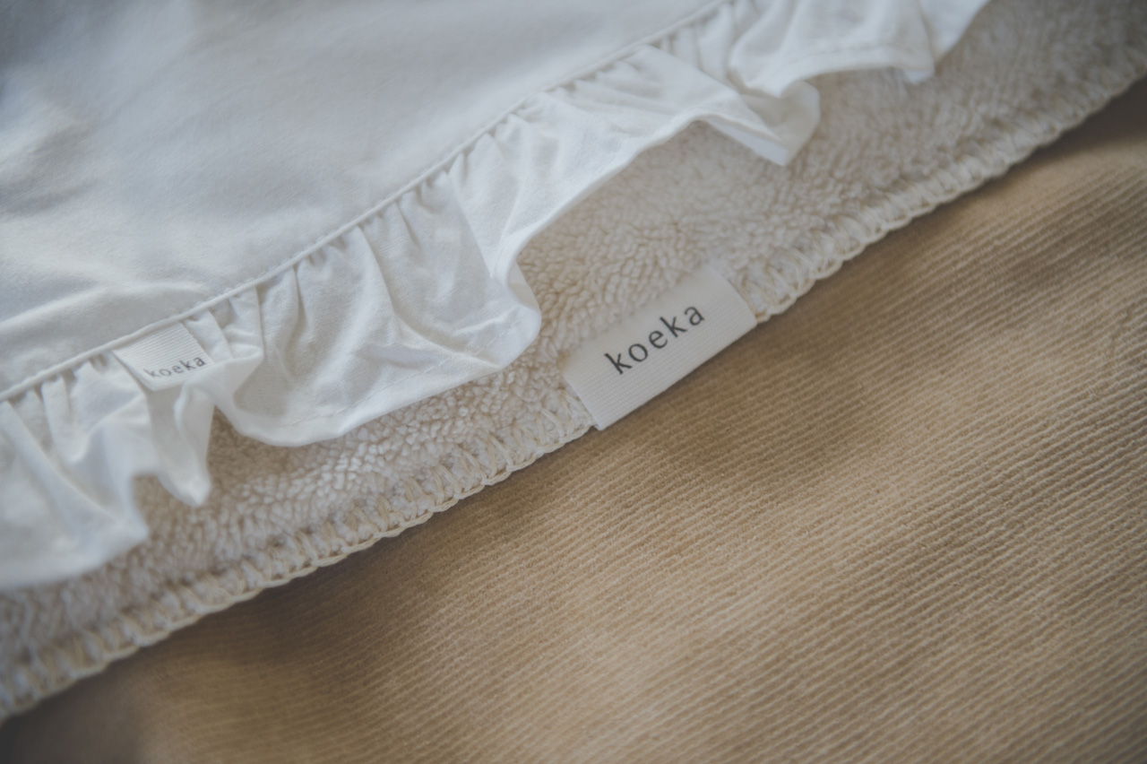 Drap plat lit berceau Ruffle warm white