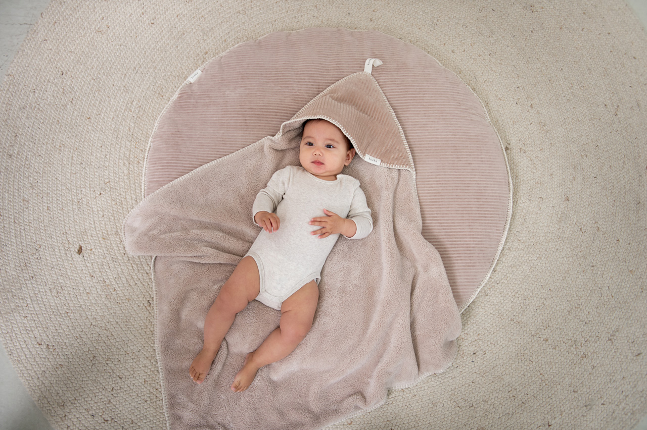 Wrap towel teddy Vik grey pink