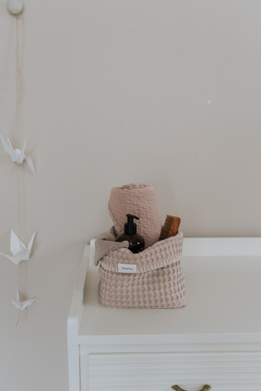 Nursery basket Antwerp grey pink