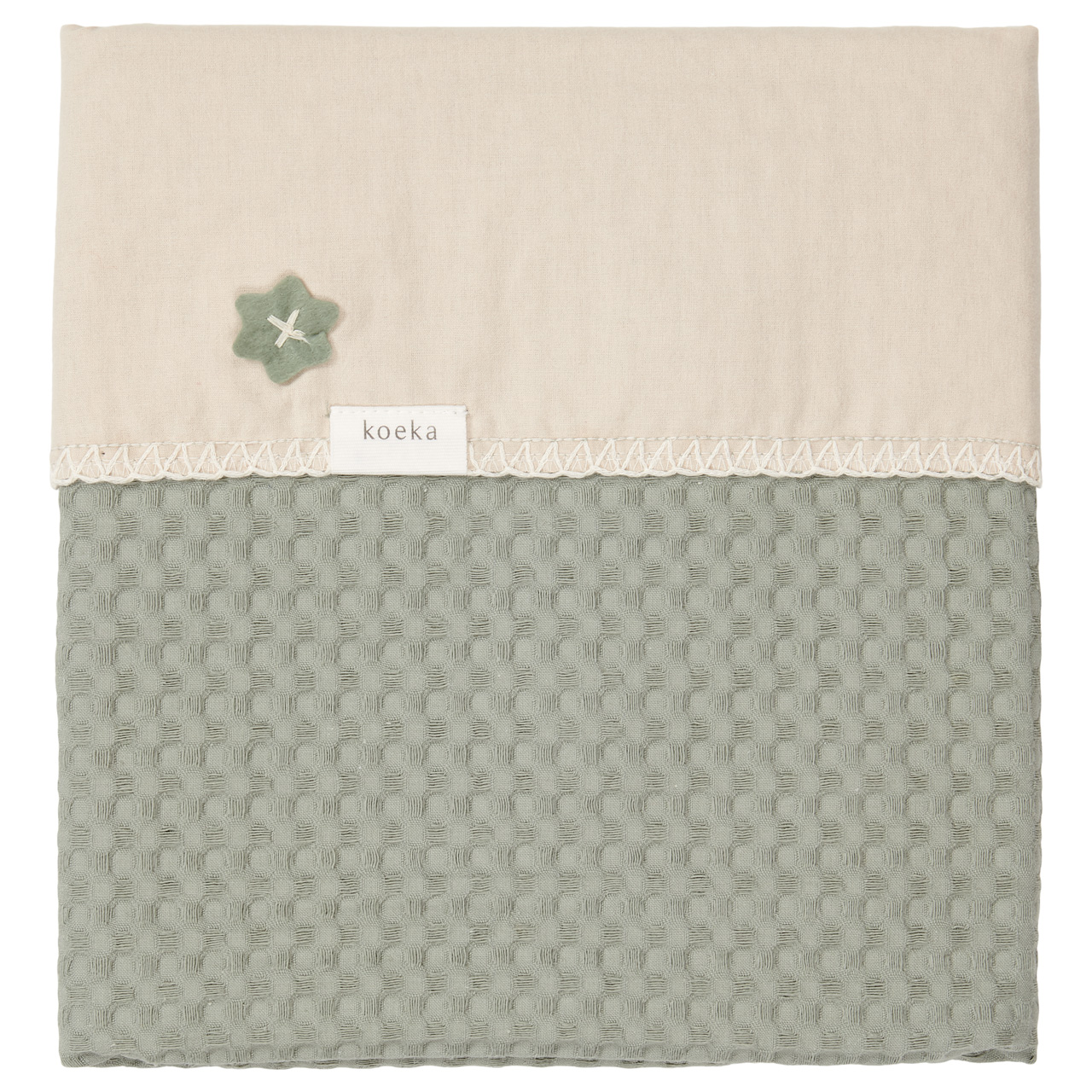 Wiegdeken Wafel/flanel Antwerp shadow green/soft sand