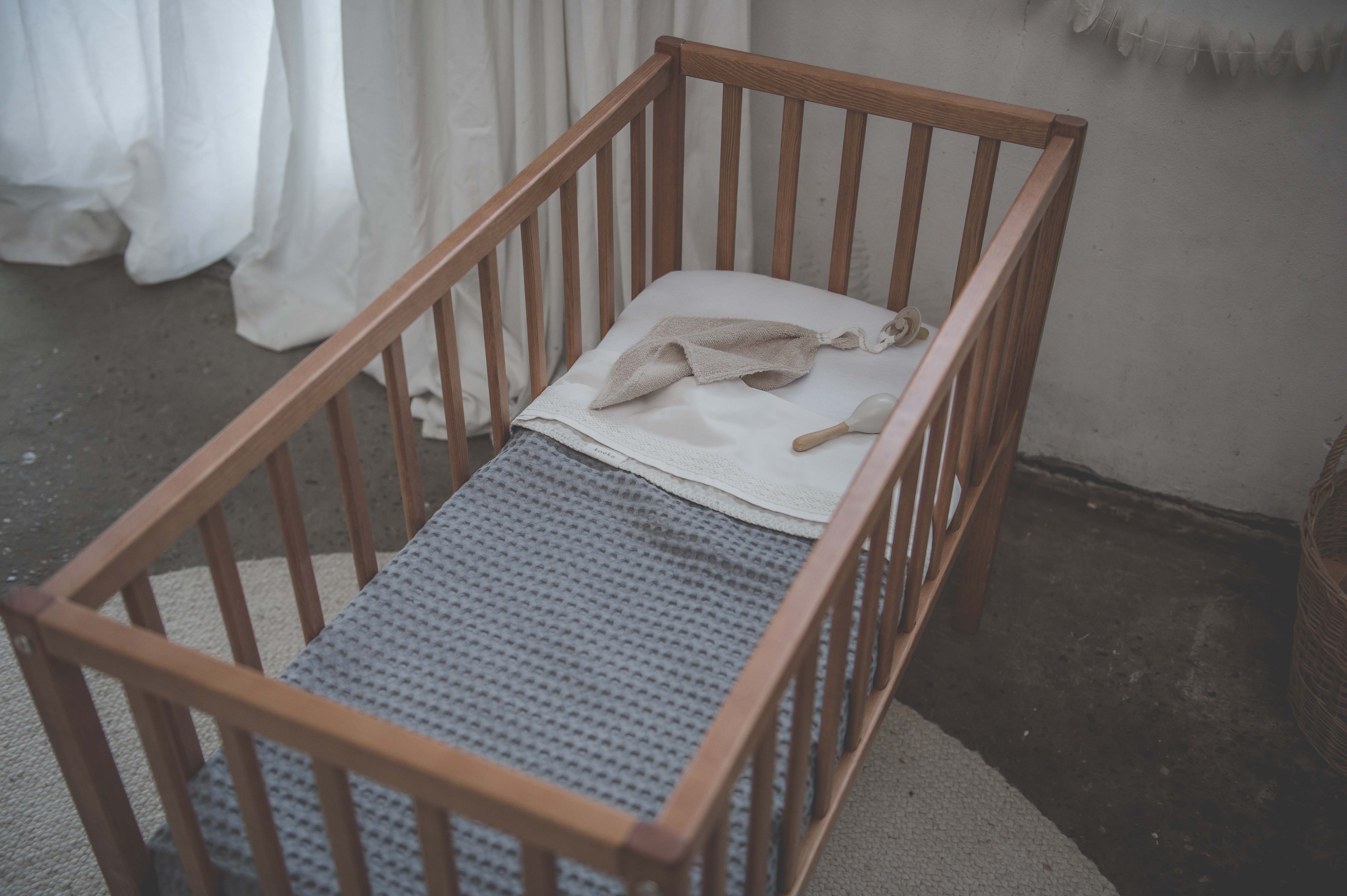 Wiegdeken Wafel/flanel Antwerp steel grey/pebble