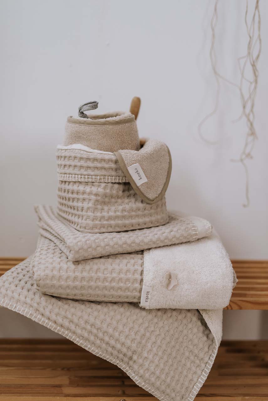 Eenpersoonsdeken Wafel/teddy Oslo sand/pebble