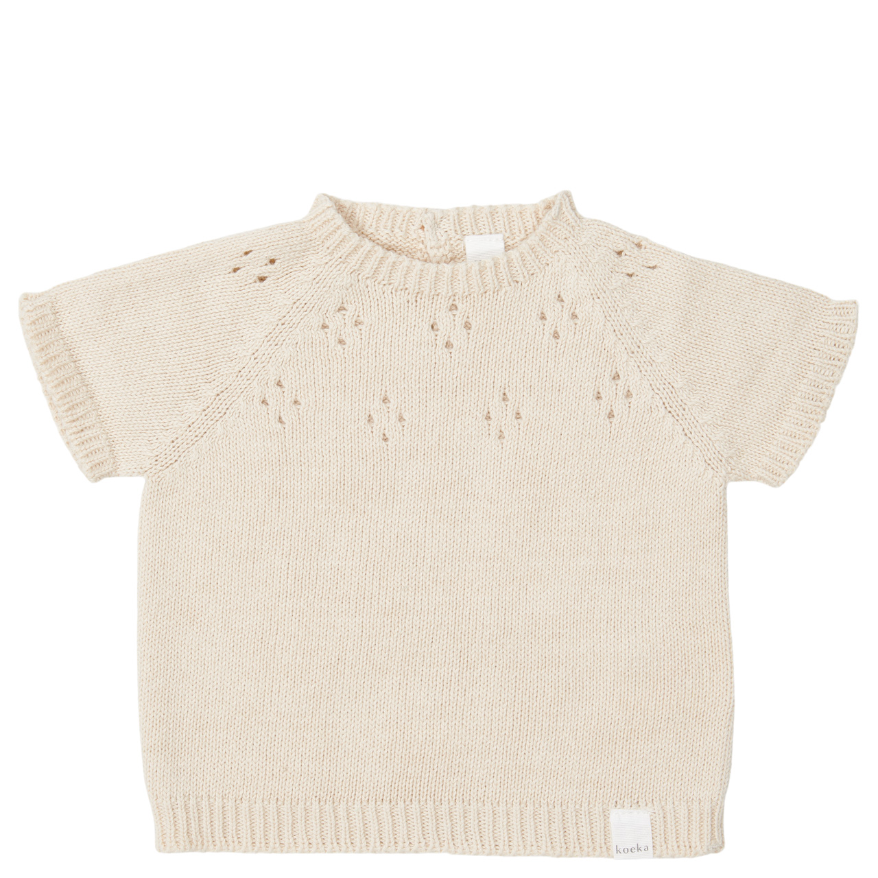 Baby sweater short sleeve ajour Florin warm white
