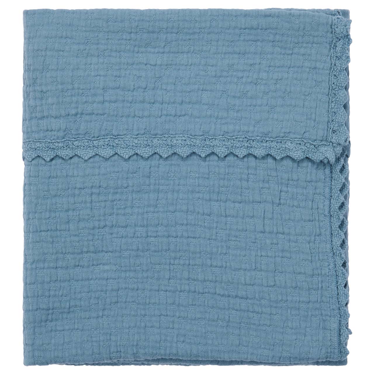 Cot blanket lace Elba bluestone