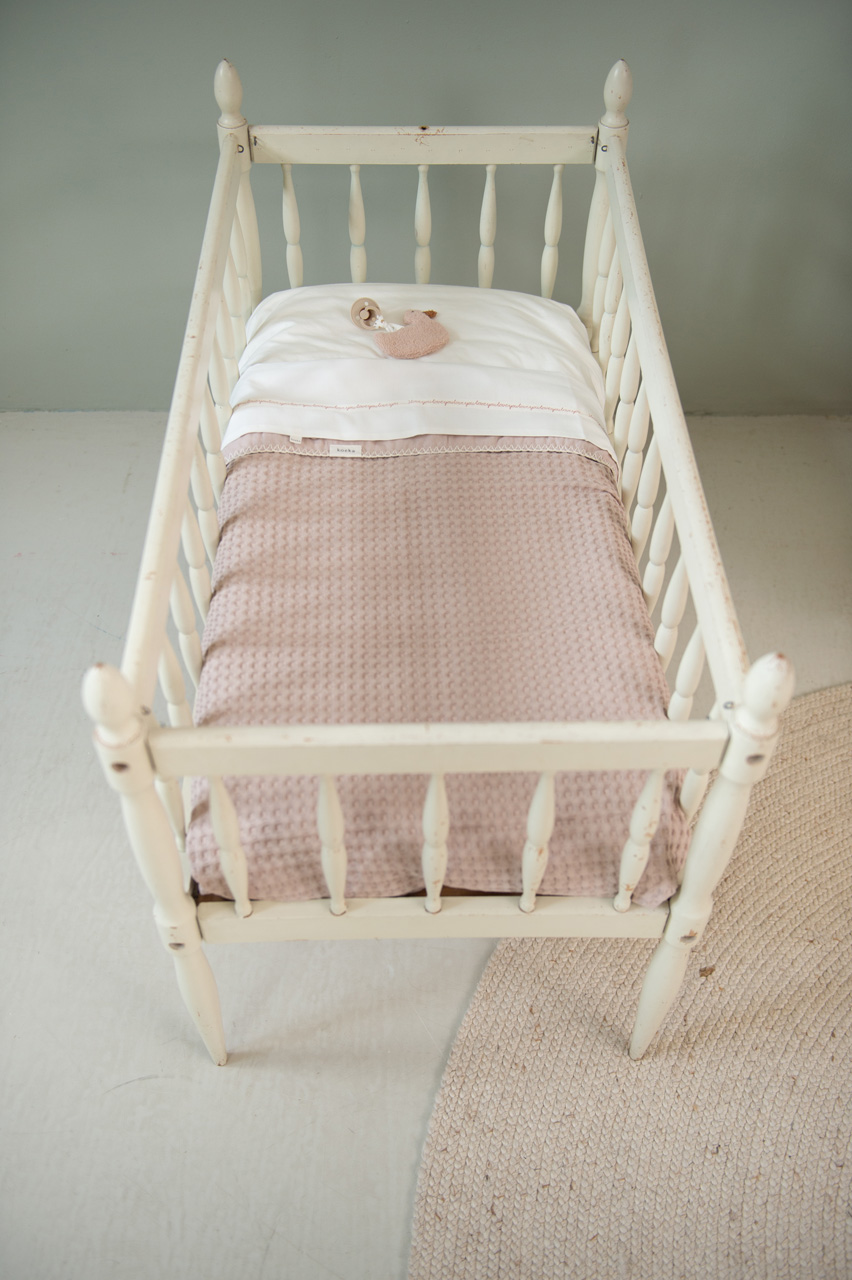Wiegdeken Wafel/flanel Antwerp grey pink/grey pink