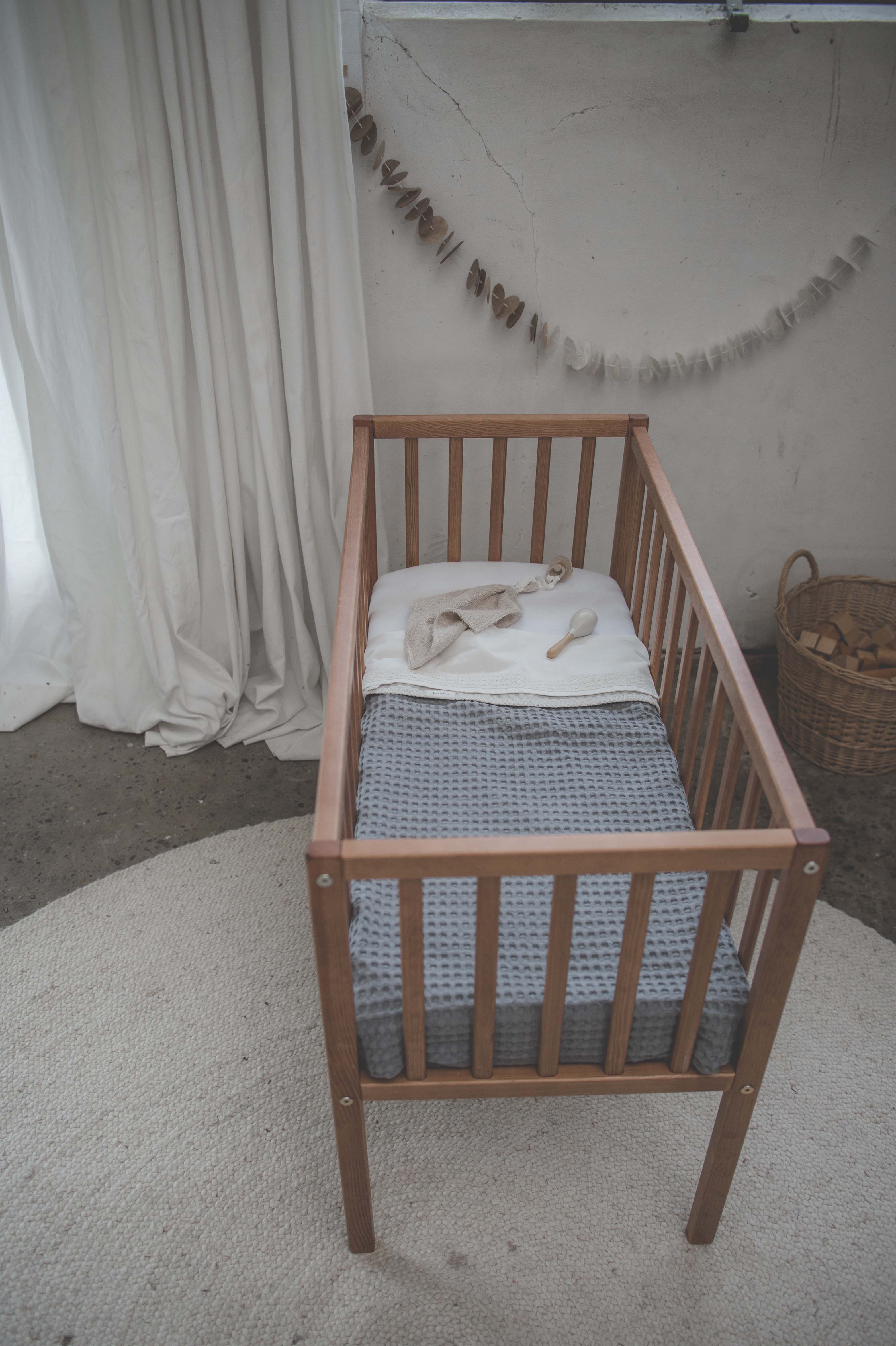 Wiegdeken Wafel/flanel Antwerp steel grey/pebble
