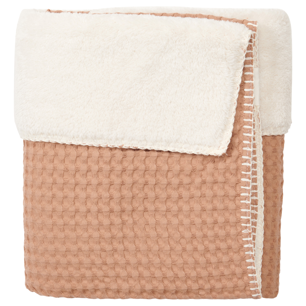 Ledikantdeken Wafel/teddy Oslo soft earth/pebble
