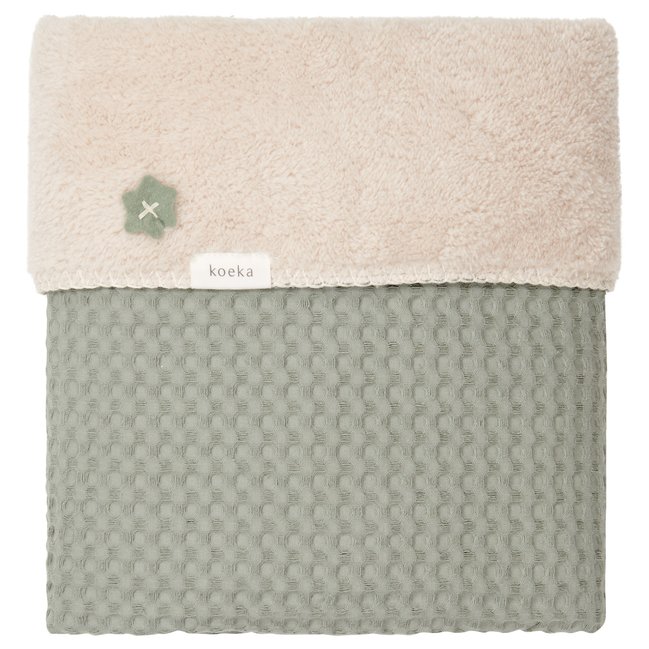 Cot blanket teddy Oslo shadow green/soft sand