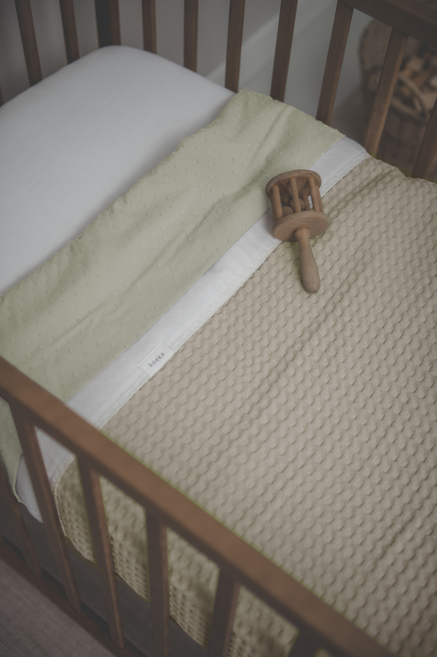 Ledikantdeken Cotton Fleece Wafel Amsterdam sage