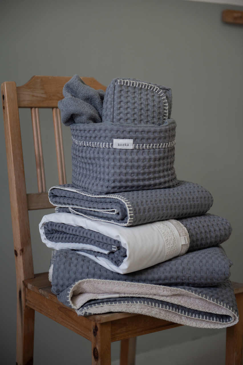 Ledikantdeken Wafel/teddy Oslo steel grey/pebble