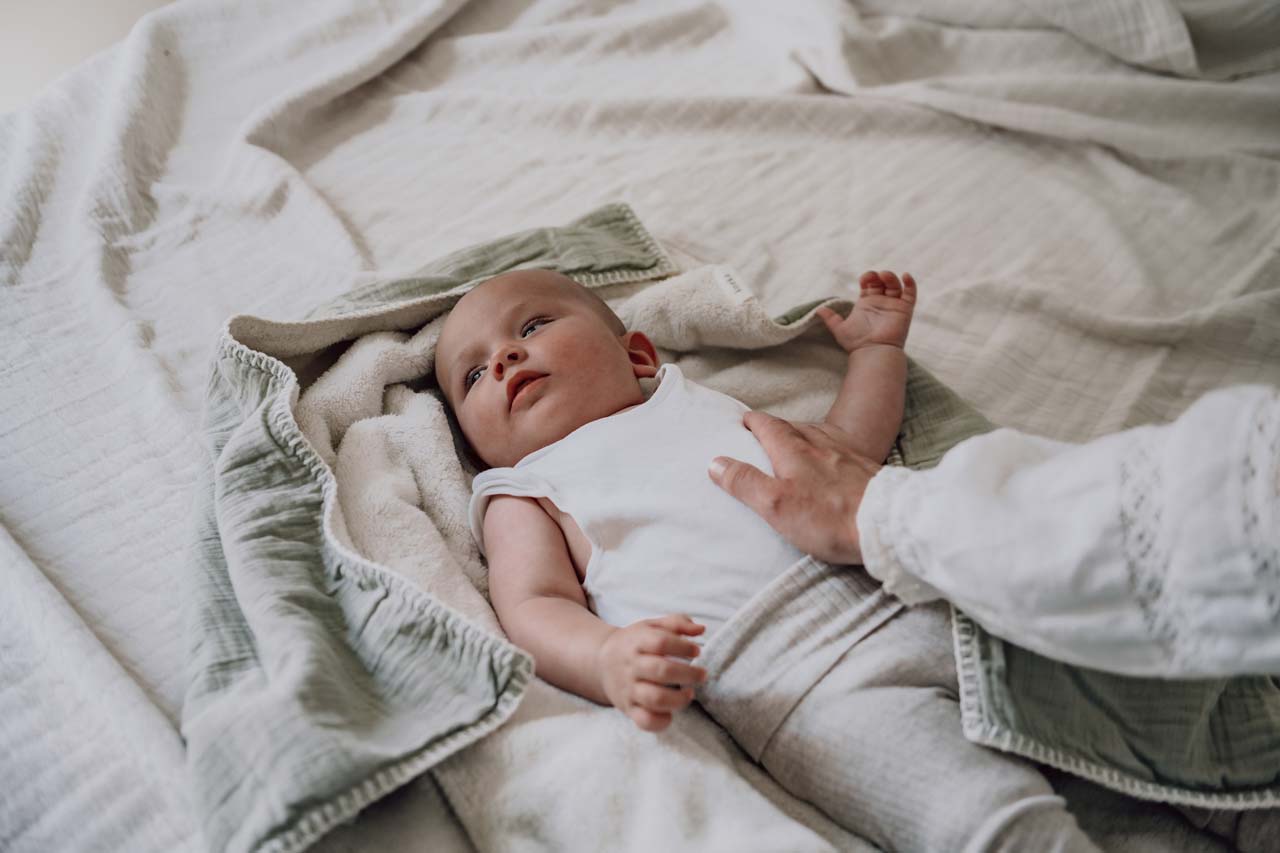 Cot blanket teddy Faro sage