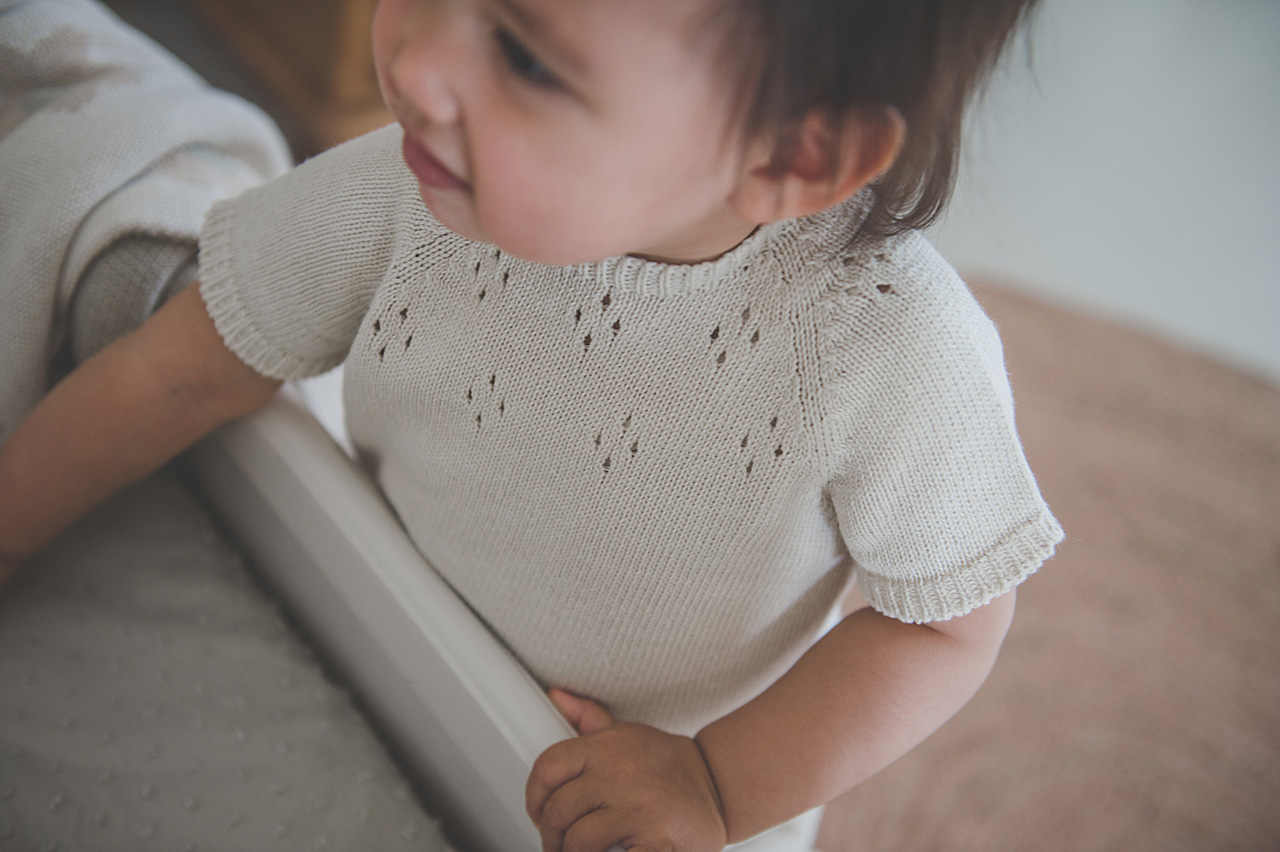 Baby Trui Korte Mouw Ajour Florin warm white