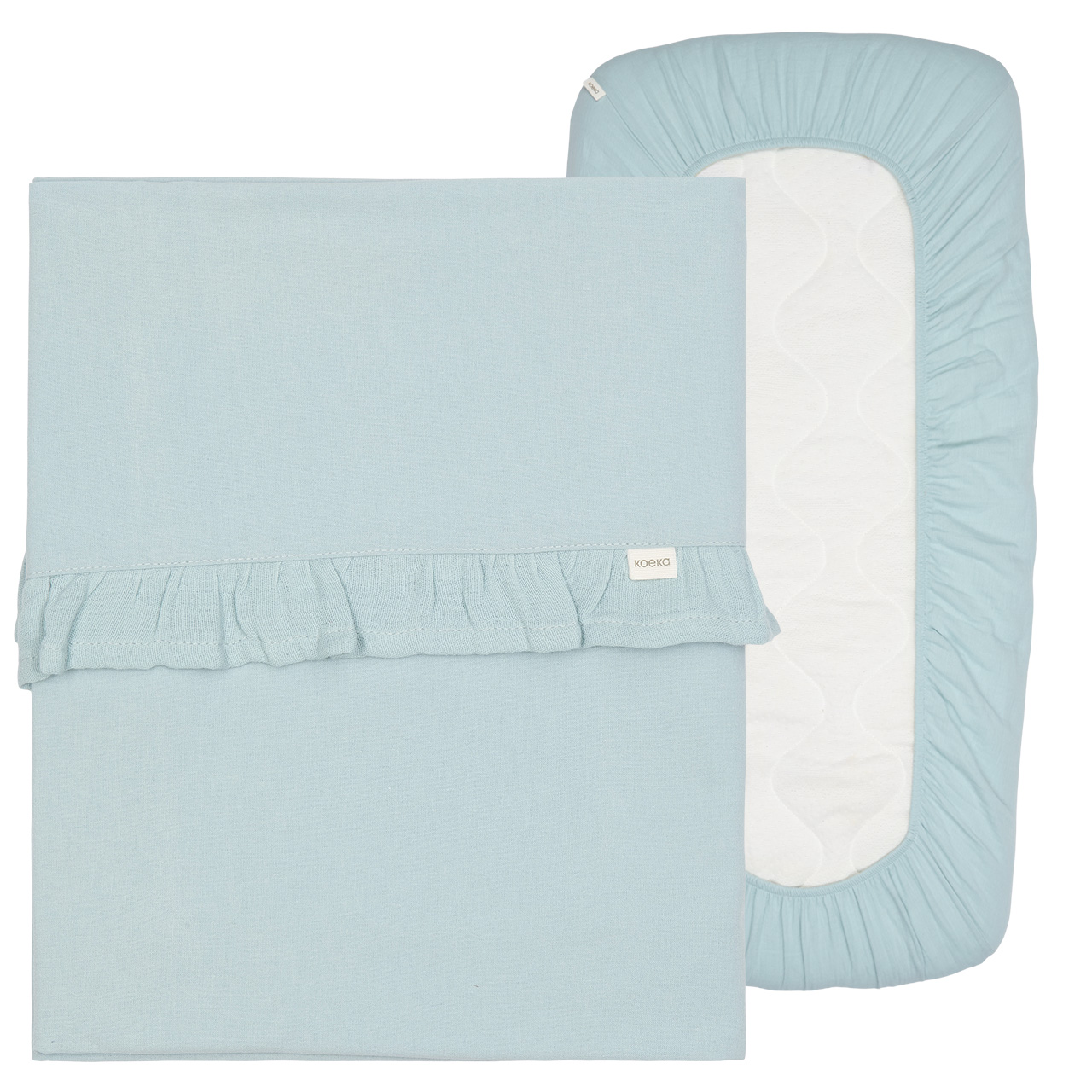 Wieglaken En Hoeslaken Set Ruffle Faro sky