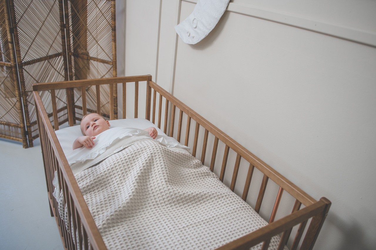 Cot blanket teddy Oslo natural/pebble