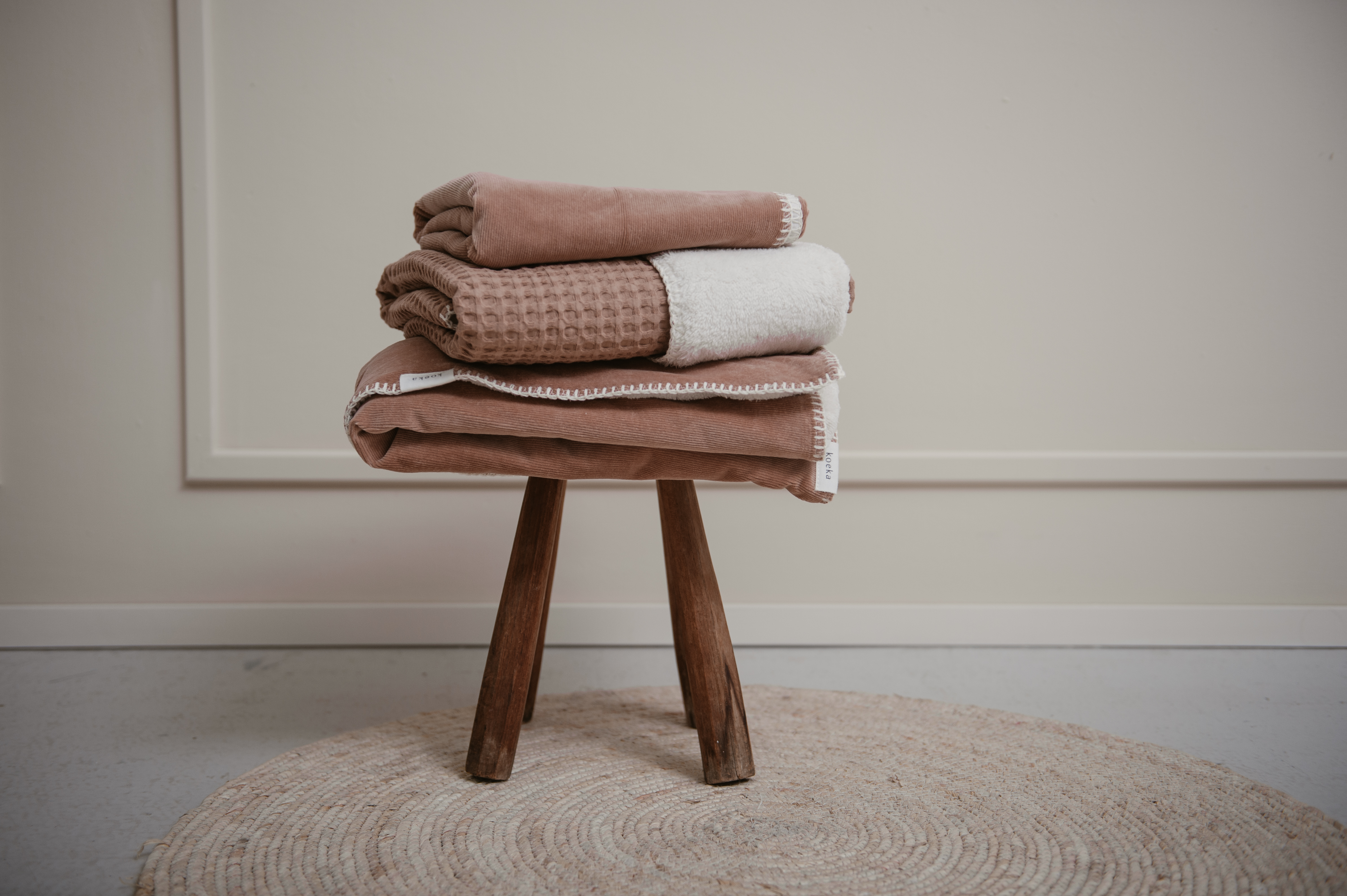 Ledikantdeken Wafel/teddy Oslo soft earth/pebble